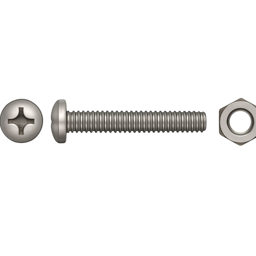 DIN 7985 A4 Stainless Steel Pan Head Screws + Nuts - 10 Pack DIN 7985 A4 Stainless Steel Pan Head Screws + Nuts - 10 Pack