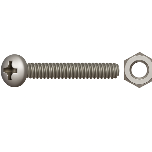 DIN 7985 Pan Head Phillips Screws & Nuts 4x16 mm - Set of 8 DIN 7985 Pan Head Phillips Screws & Nuts 4x16 mm - Set of 8